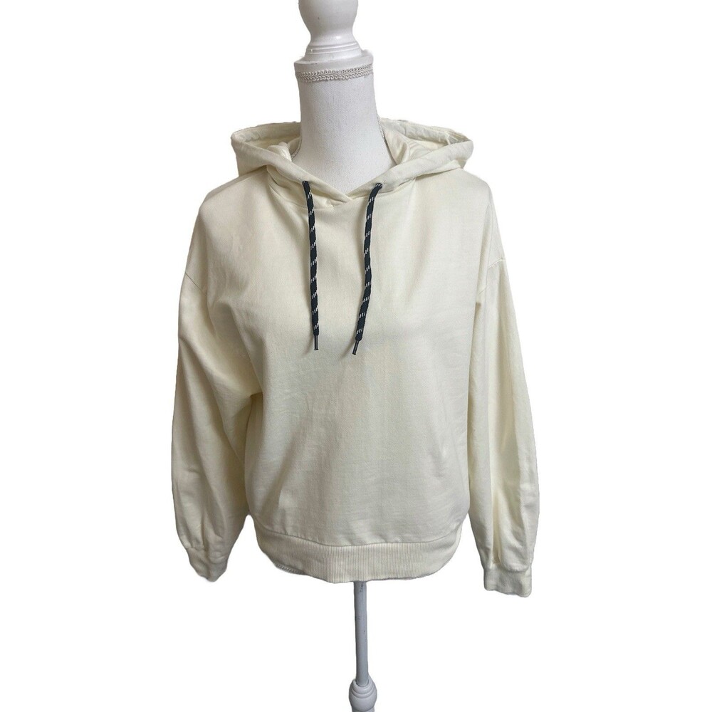 Asos Women's 8 M Pale Yellow Cropped Cotton Hoodie Lightweight Drawstring Hood